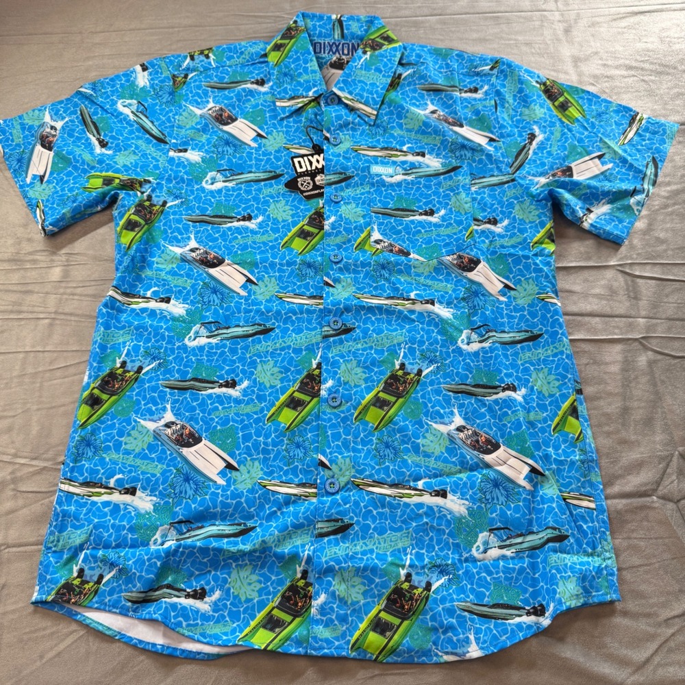Dixxon‎ Mens Eliminator Boats Short Sleeve Button Up Shirt Small Party Summer